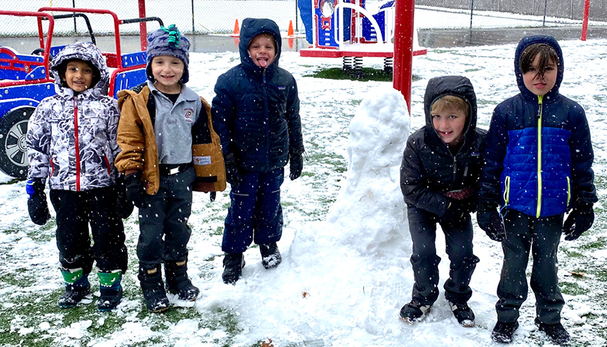 Young Challenger students enjoying winter weather
